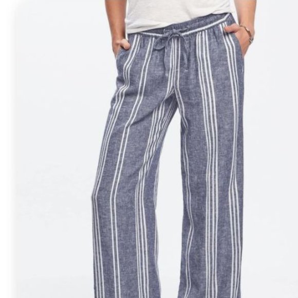 striped linen pants women